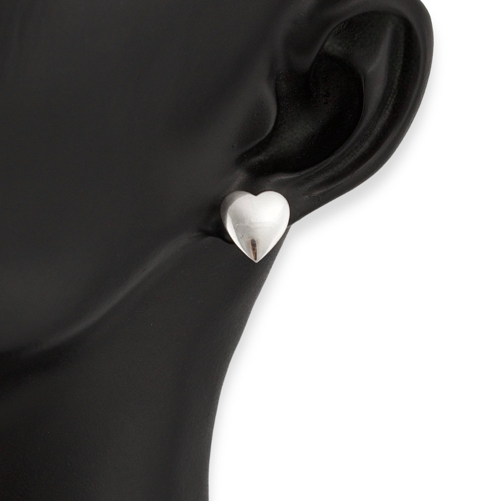 Vintage Sterling Silver Heart Stud Earrings by Charles Reis Signed CR Co